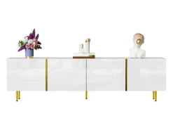 Móvel TV 170x35x46cm - Móvel brilhante com 4 portas - moderno e simples - MDF Branco