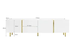 Móvel TV 170x35x46cm - Móvel brilhante com 4 portas - moderno e simples - MDF Branco
