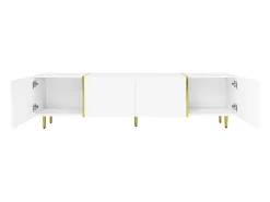 Móvel TV 170x35x46cm - Móvel brilhante com 4 portas - moderno e simples - MDF Branco