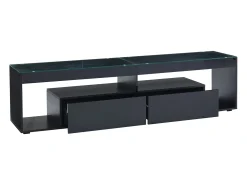 Best Hauss Spole Móvel TV 180x40x46cm com 2 gavetas, LED incluído, corpo em lacado Preto