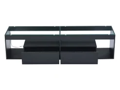 Best Hauss Spole Móvel TV 180x40x46cm com 2 gavetas, LED incluído, corpo em lacado Preto
