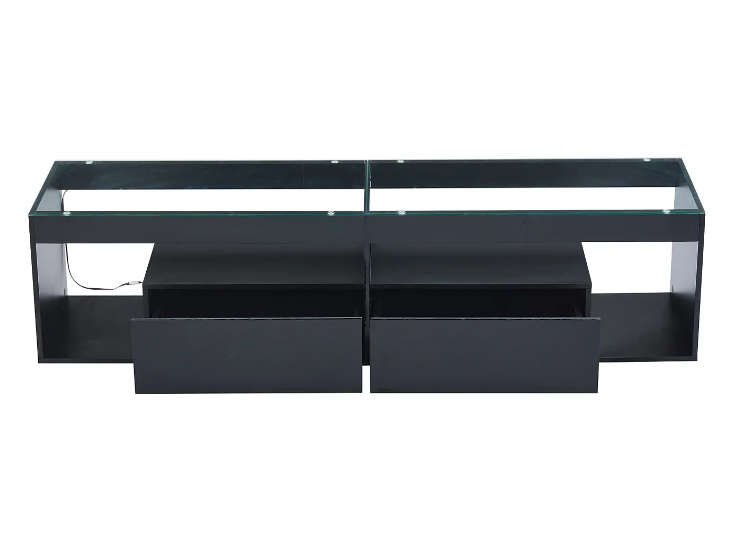 Best Hauss Spole Móvel TV 180x40x46cm com 2 gavetas, LED incluído, corpo em lacado Preto