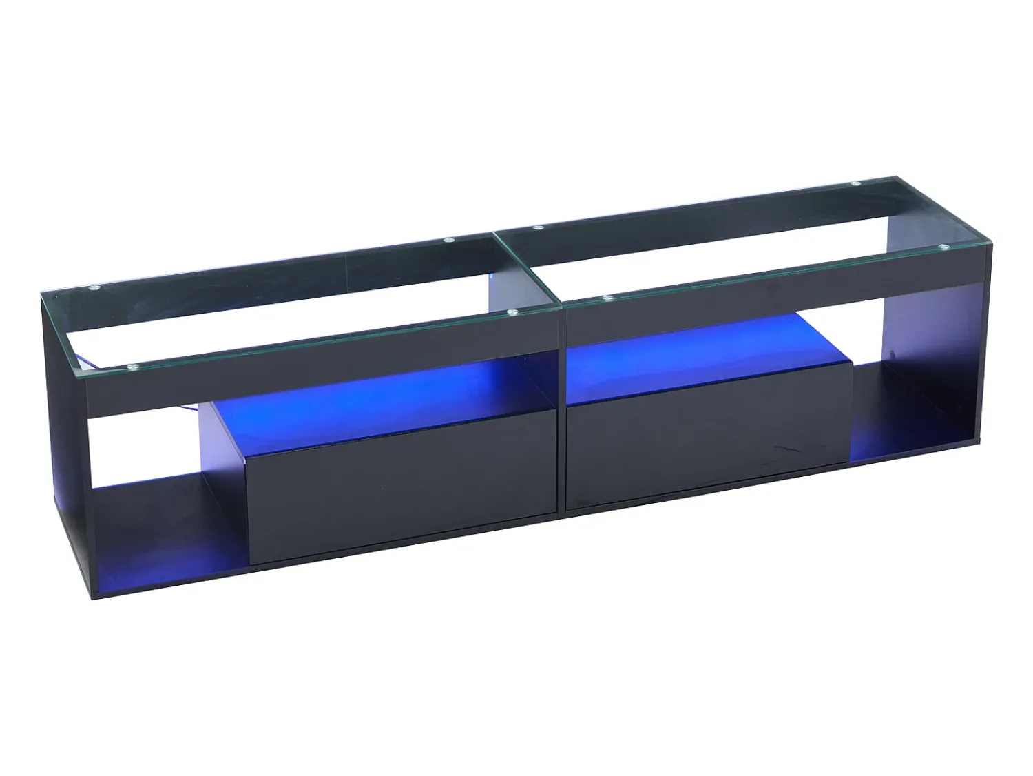 Best Hauss Spole Móvel TV 180x40x46cm com 2 gavetas, LED incluído, corpo em lacado Preto