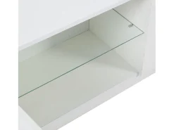 Clearance Hauss Spole Móvel TV 160x40x52cm com 1 porta, 2 gavetas e prateleiras de vidro, LED incluído, corpo em lacado Branco