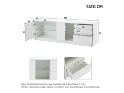 Clearance Hauss Spole Móvel TV 160x40x52cm com 1 porta, 2 gavetas e prateleiras de vidro, LED incluído, corpo em lacado Branco