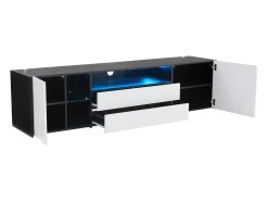 Móvel De Tv*Hauss Spole Móvel TV 180x40x45cm com 2 portas e 2 gavetas, LED incluído, corpo em laca branca e preta brilhante Branco