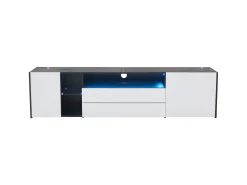 Móvel De Tv*Hauss Spole Móvel TV 180x40x45cm com 2 portas e 2 gavetas, LED incluído, corpo em laca branca e preta brilhante Branco