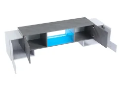 Móvel De Tv|Hauss Spole Móvel TV 180x40x46,5cm com 4 portas e 1 prateleira de vidro, LED incluído, branco e cinza Cinzento