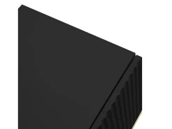 Móvel De Tv* Móvel TV 165x36x55cm, com 2 portas, 2 gavetas e 2 compartimentos, pés e rebordo dourados, Preto