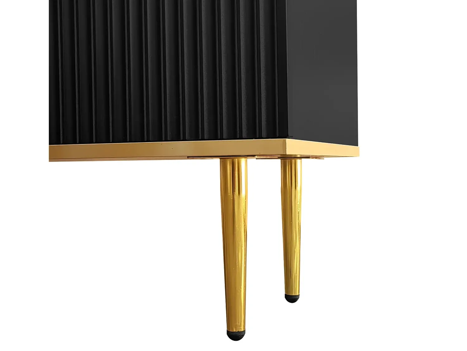 Móvel De Tv* Móvel TV 165x36x55cm, com 2 portas, 2 gavetas e 2 compartimentos, pés e rebordo dourados, Preto