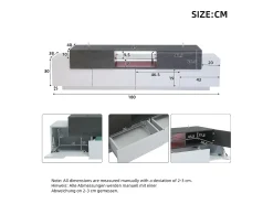 Clearance Hauss Spole Móvel TV 180x40x45cm com 4 portas e 2 gavetas, LED incluído, tampo em folheado de concreto cinza, branco Cinzento