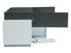 Clearance Hauss Spole Móvel TV 180x40x45cm com 4 portas e 2 gavetas, LED incluído, tampo em folheado de concreto cinza, branco Cinzento