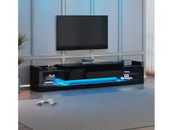Hauss Spole Móvel TV 181x38x38cm com 2 portas e 4 prateleiras de vidro, LED incluído,^ Móvel De Tv