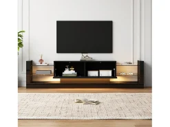 Hauss Spole Móvel TV 181x38x38cm com 2 portas e 4 prateleiras de vidro, LED incluído,^ Móvel De Tv
