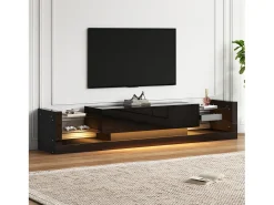 Hauss Spole Móvel TV 181x38x38cm com 2 portas e 4 prateleiras de vidro, LED incluído,^ Móvel De Tv