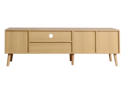 New Hauss Spole Móvel TV 180x40x54cm com 2 portas e 1 gaveta de vime, 3 nichos, corpo em madeira natural clara Natural claro