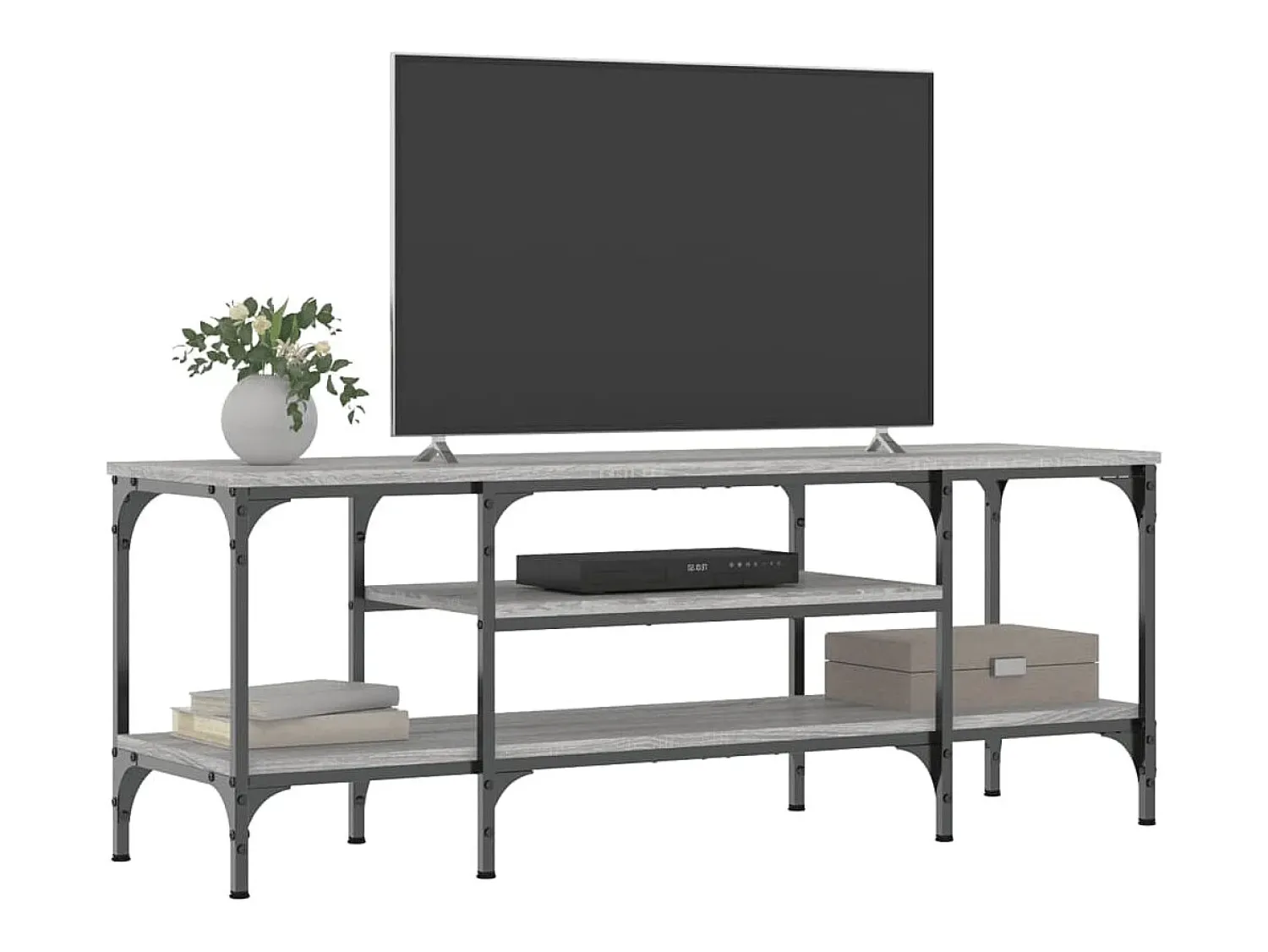 Móvel De Tv* Móvel TV 121x35x45cm derivados de madeira/ferro sonoma PT988599 Cinzento
