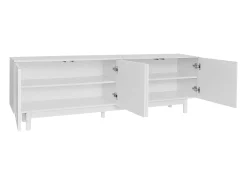 Móvel De Tv* Móvel TV 175x38x56cm, estilo light luxo, com 4 portas texturizadas, divisórias reguláveis, Branco