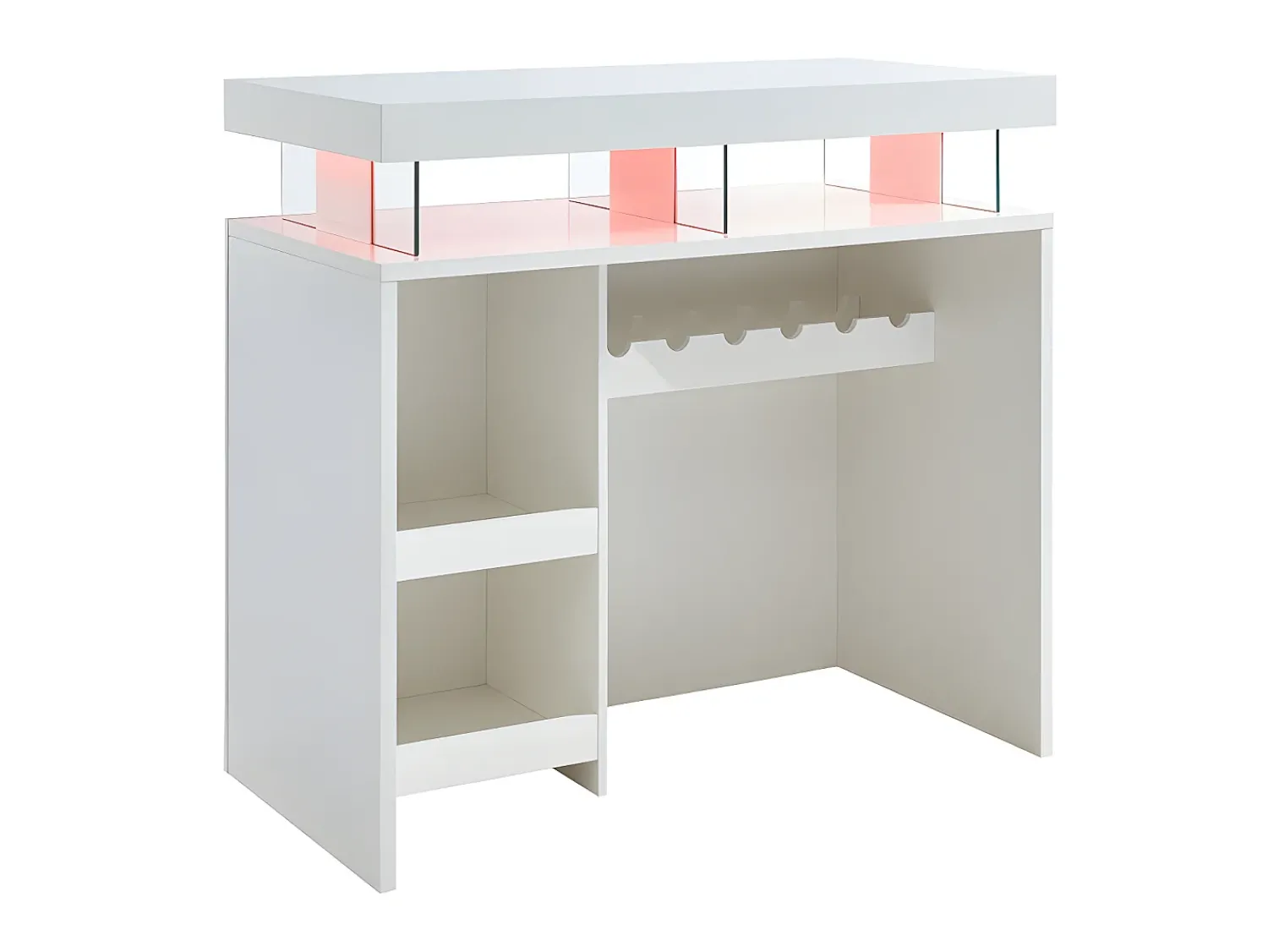 Vente-unique Móvel/bar FABIO - MDF lacado , luzes LED, 2 nichos^ Móvel De Bar
