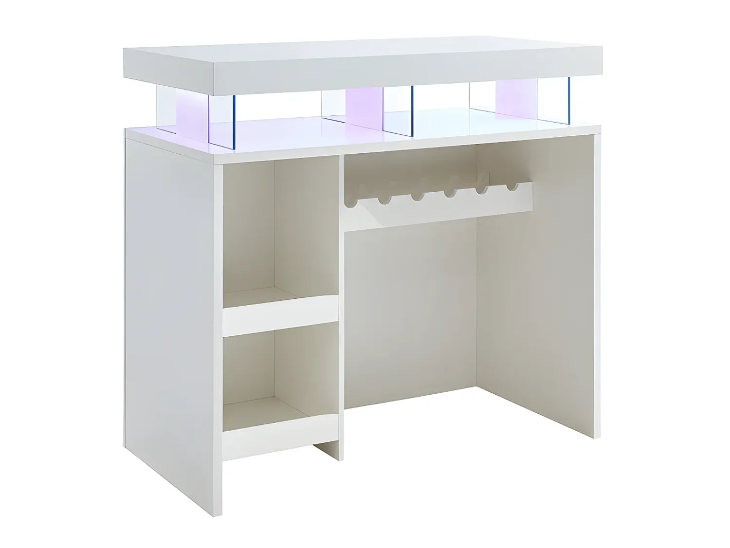 Vente-unique Móvel/bar FABIO - MDF lacado , luzes LED, 2 nichos^ Móvel De Bar