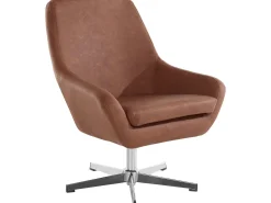 Poltrona|Loft24 Naomi | Cadeira de Acento em PU Cognac Castanho
