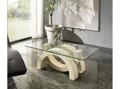 Mesa De Centro* Olimpia - Mesa de centro (120 x 70 - Transparente) em vidro temperado Bege