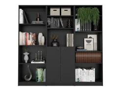 Biblioteca*TuHome Oracle - Conjunto de sala de estar de 3 peças com 3 estantes, Wengué Castanho chocolate