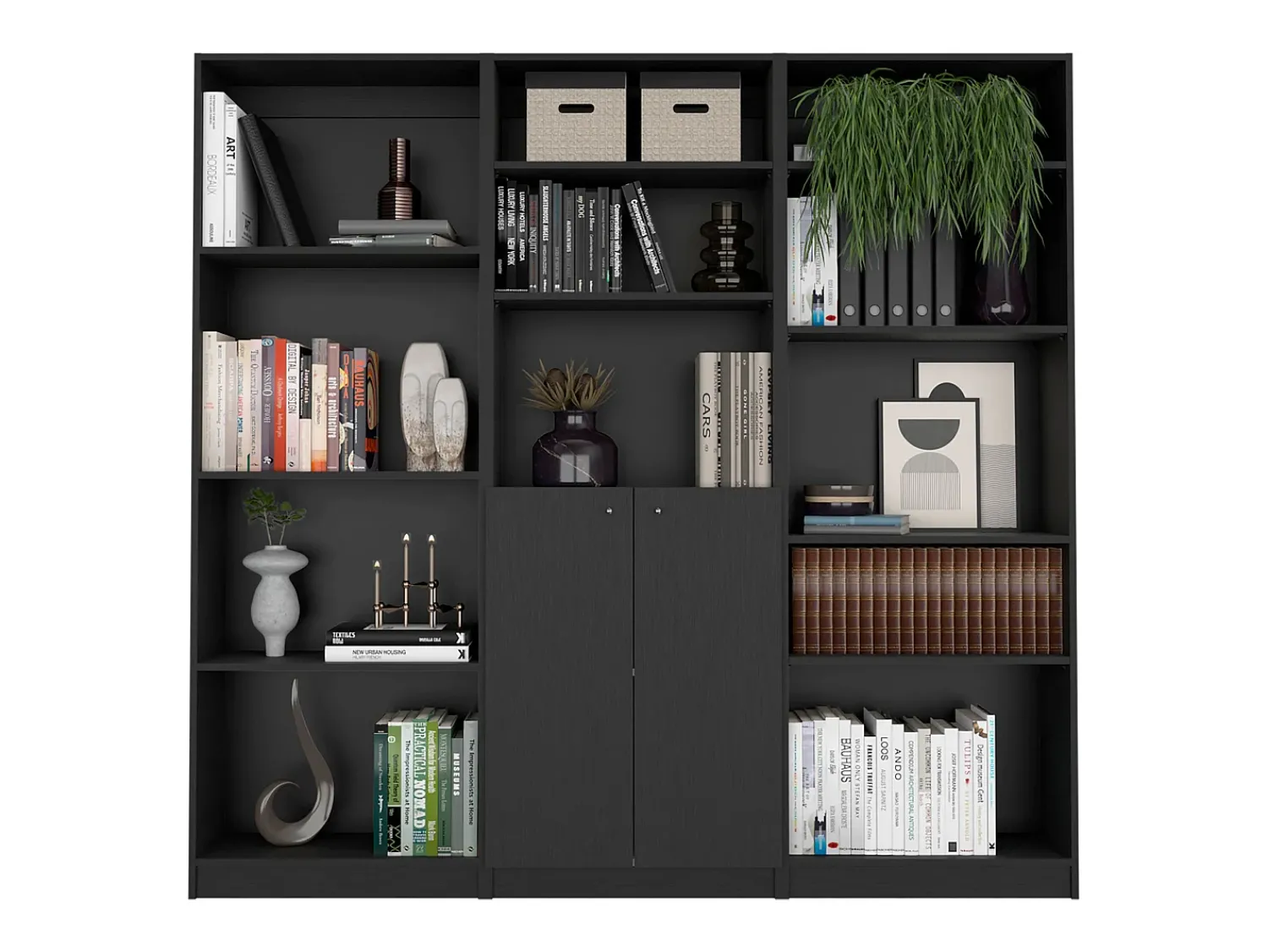 Biblioteca*TuHome Oracle - Conjunto de sala de estar de 3 peças com 3 estantes, Wengué Castanho chocolate