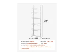 Best Organizador de Despensa SucceBuy, com Prateleiras Suspensas de 6 Níveis, para Cozinha, Despensa, Sala de Estar Branco