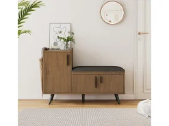 Discount DripeX Organizador de sapatos - com 3 portas e banco sapateiro - para Sala, Corredor - 100x34x69cm Natural escuro