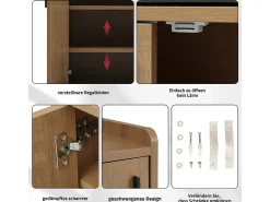 Discount DripeX Organizador de sapatos - com 3 portas e banco sapateiro - para Sala, Corredor - 100x34x69cm Natural escuro