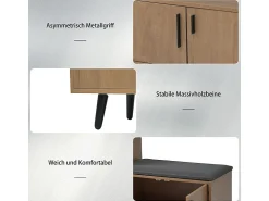 Discount DripeX Organizador de sapatos - com 3 portas e banco sapateiro - para Sala, Corredor - 100x34x69cm Natural escuro