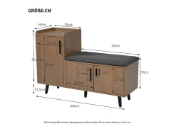 Discount DripeX Organizador de sapatos - com 3 portas e banco sapateiro - para Sala, Corredor - 100x34x69cm Natural escuro
