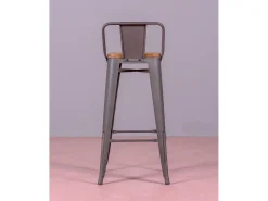 Outlet Nest Dream Pack de 4 bancos metálicos com assentos de madeira - Bistro - Antiguidade Cinza antracite