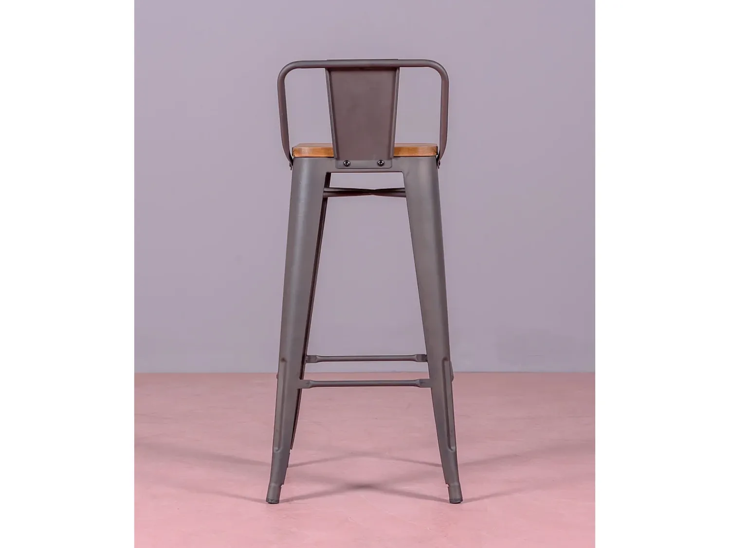 Outlet Nest Dream Pack de 4 bancos metálicos com assentos de madeira - Bistro - Antiguidade Cinza antracite
