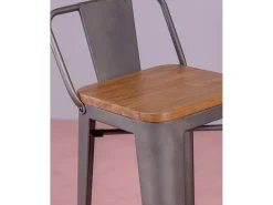 Outlet Nest Dream Pack de 4 bancos metálicos com assentos de madeira - Bistro - Antiguidade Cinza antracite