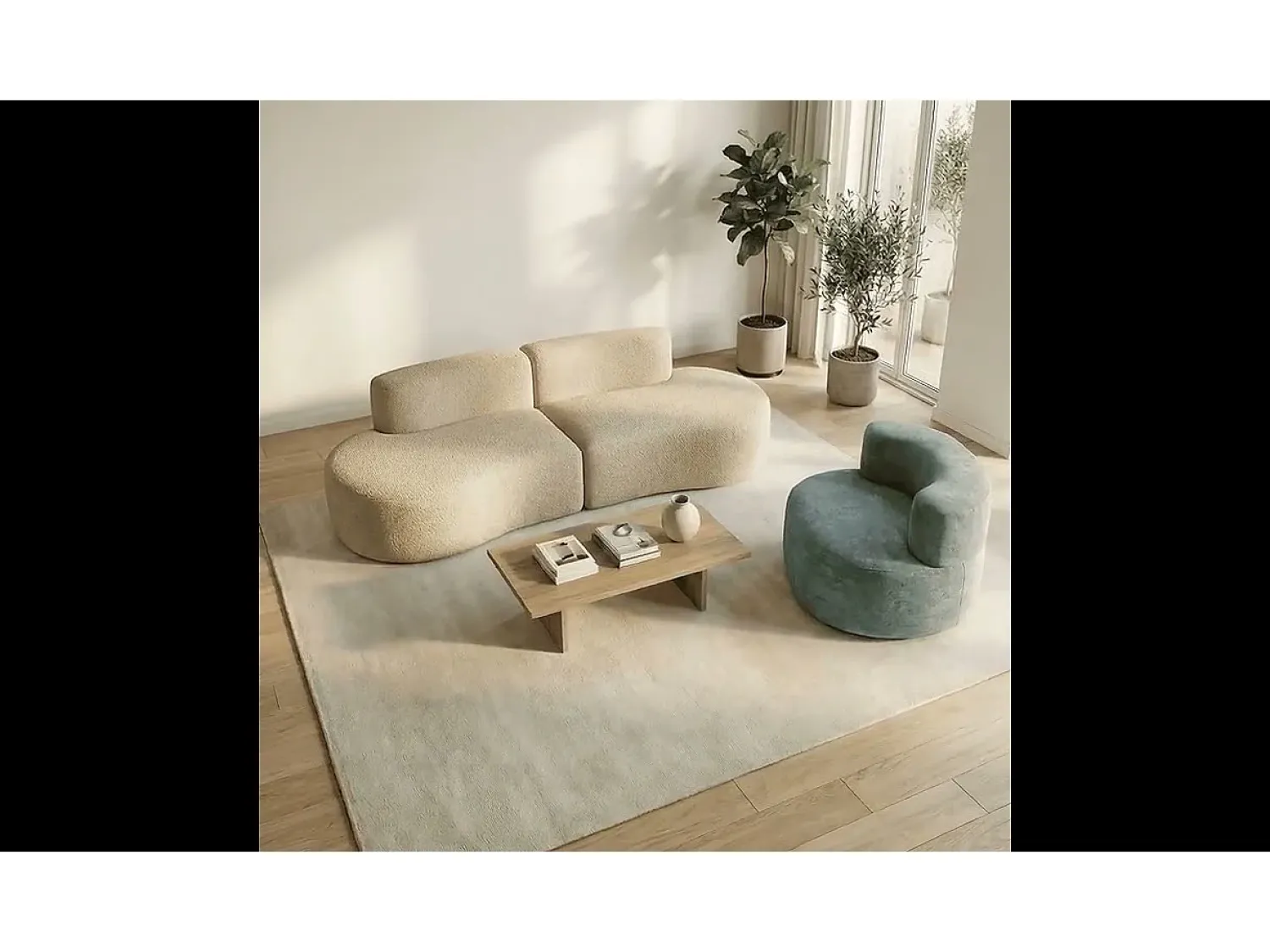 Sofá| Pack Lounge sofá e poltrona - areia e sálvia Bege
