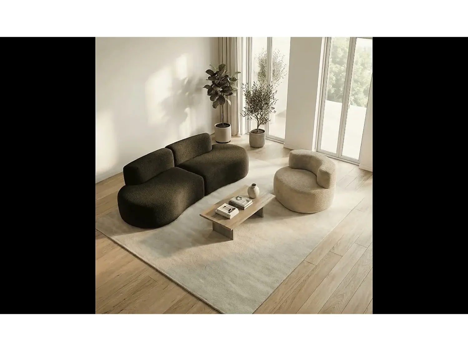 Pack Lounge sofá e poltrona - chocolate e areia^ Sofá