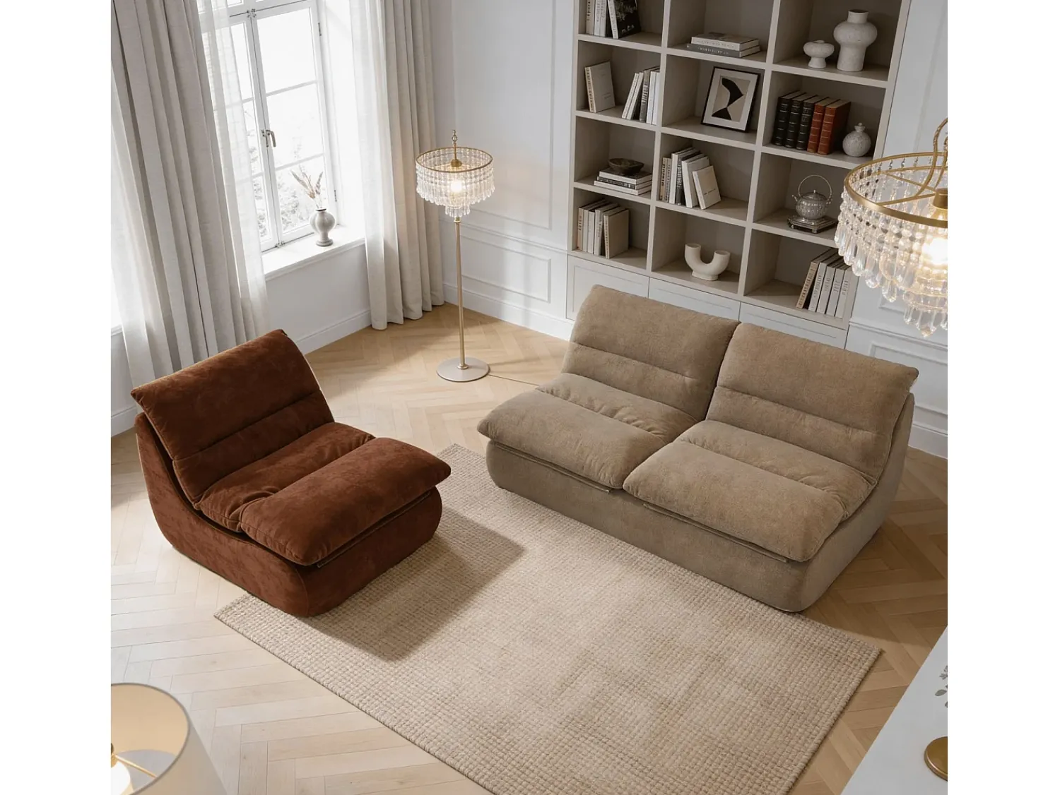 Online Pack Nuvia Living 3 lugares - areia e chocolate Bege