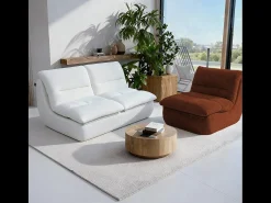 Pack Nuvia Living 3 lugares - branco e chocolate^ Sofá