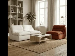 Pack Nuvia Living 3 lugares - branco e chocolate^ Sofá