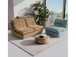 Sofá* Pack Nuvia Living 3 lugares - areia e sálvia Bege