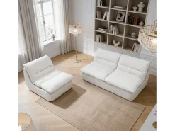 Sofá| Pack Nuvia Living 3 lugares - branco e branco Branco sujo