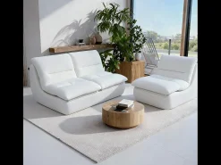 Sofá| Pack Nuvia Living 3 lugares - branco e branco Branco sujo