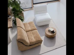 Sofá| Pack Nuvia Living 3 lugares - areia e branco Bege
