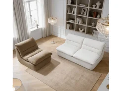 Pack Nuvia Living 3 lugares - branco e areia^ Sofá