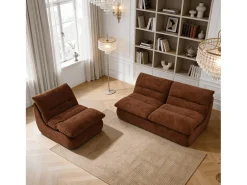Pack Nuvia Living 3 lugares - chocolate e chocolate^ Sofá
