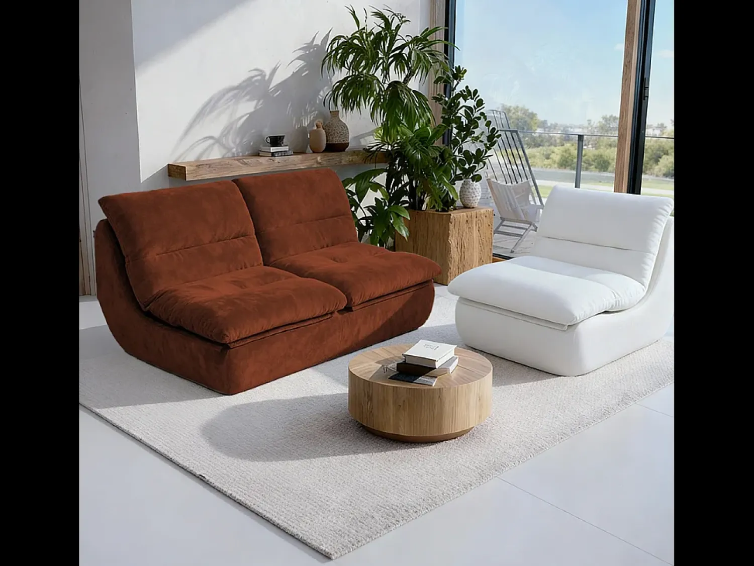 Sofá* Pack Nuvia Living 3 lugares - chocolate e branco Castanho chocolate