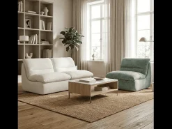 Sofá| Pack Nuvia Living 3 lugares - branco e sálvia Branco sujo