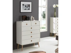 Loft24 Paco : Cómoda com 1 porta e 2 gavetas em MDF Branco / Carvalho^ Acessórios De Arrumação